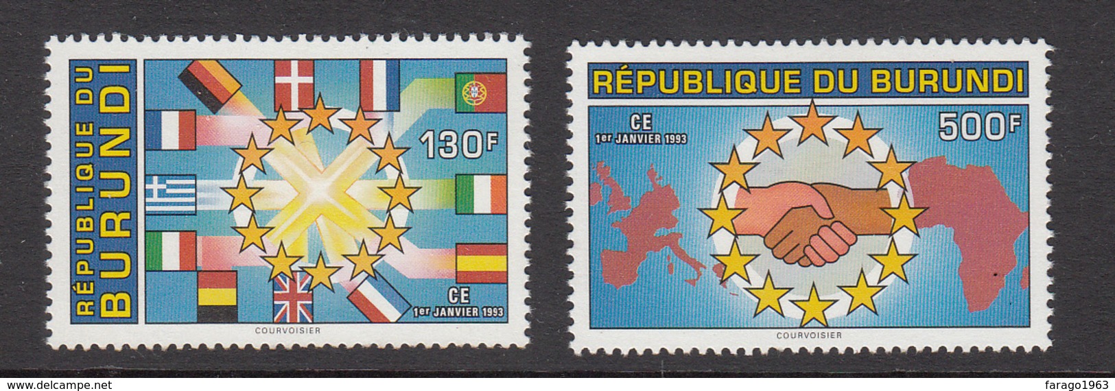 1993 Burundi EU European Common Market Flags Map Complete Set Of 2   MNH - Neufs