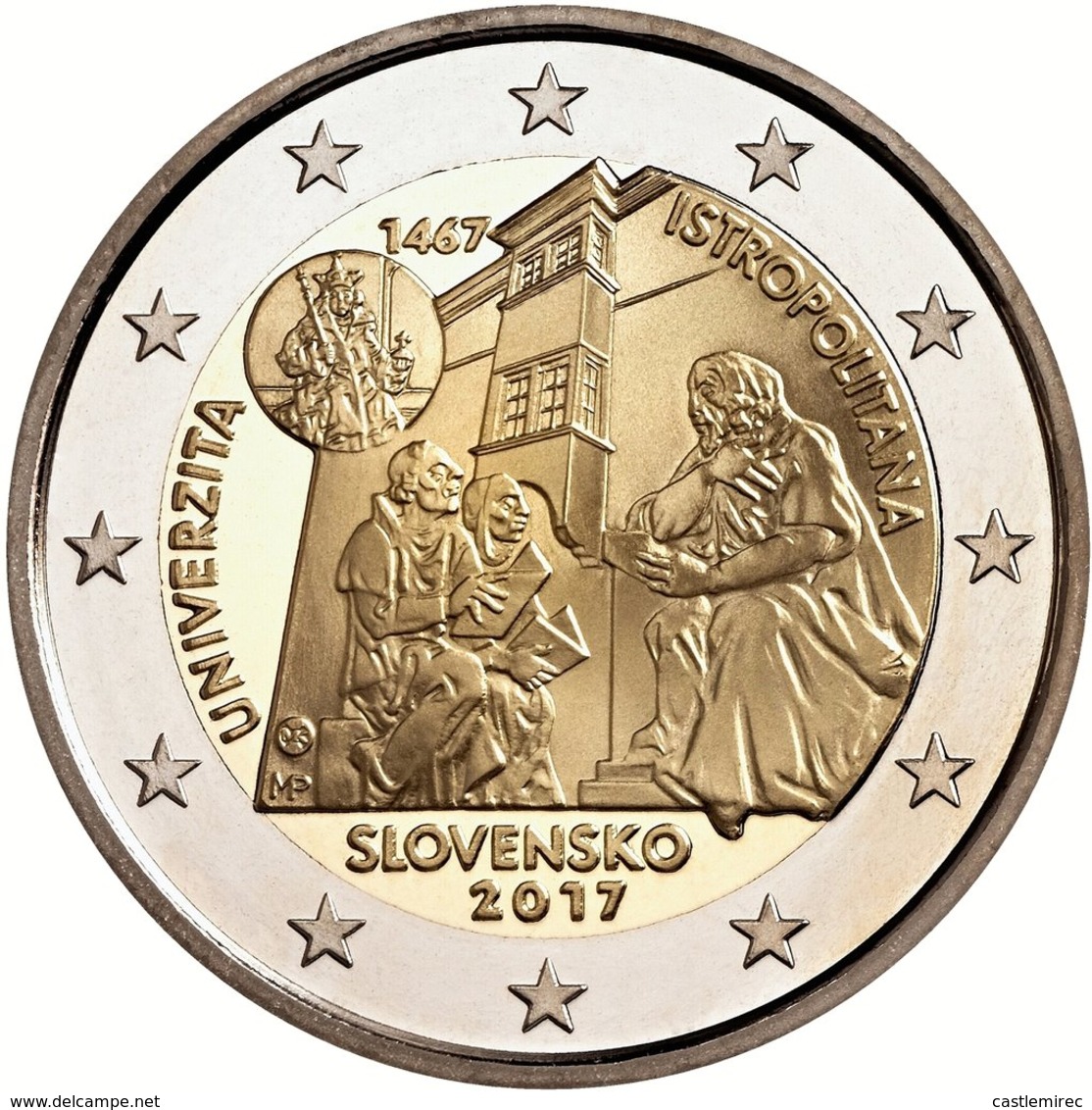 2 Euro UNC SLOVAKIA 2 Euro (Universitas Istropolitana – 550 Years) - Slowakei