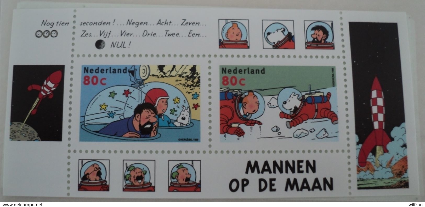 Postzegelblokje Kuifje Nederland- Mannen Op De Maan - Kuifje