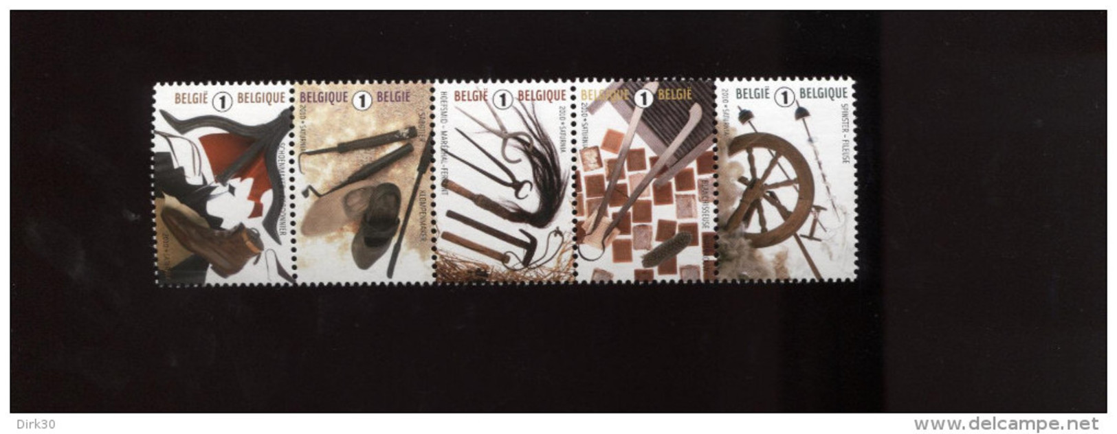 Belgie 4079/83 Beroepen Professions Craft Spinning Shoe Smith STRIP Of 5 2010  MNH   Onder Faciaal Sous Faciale - Neufs