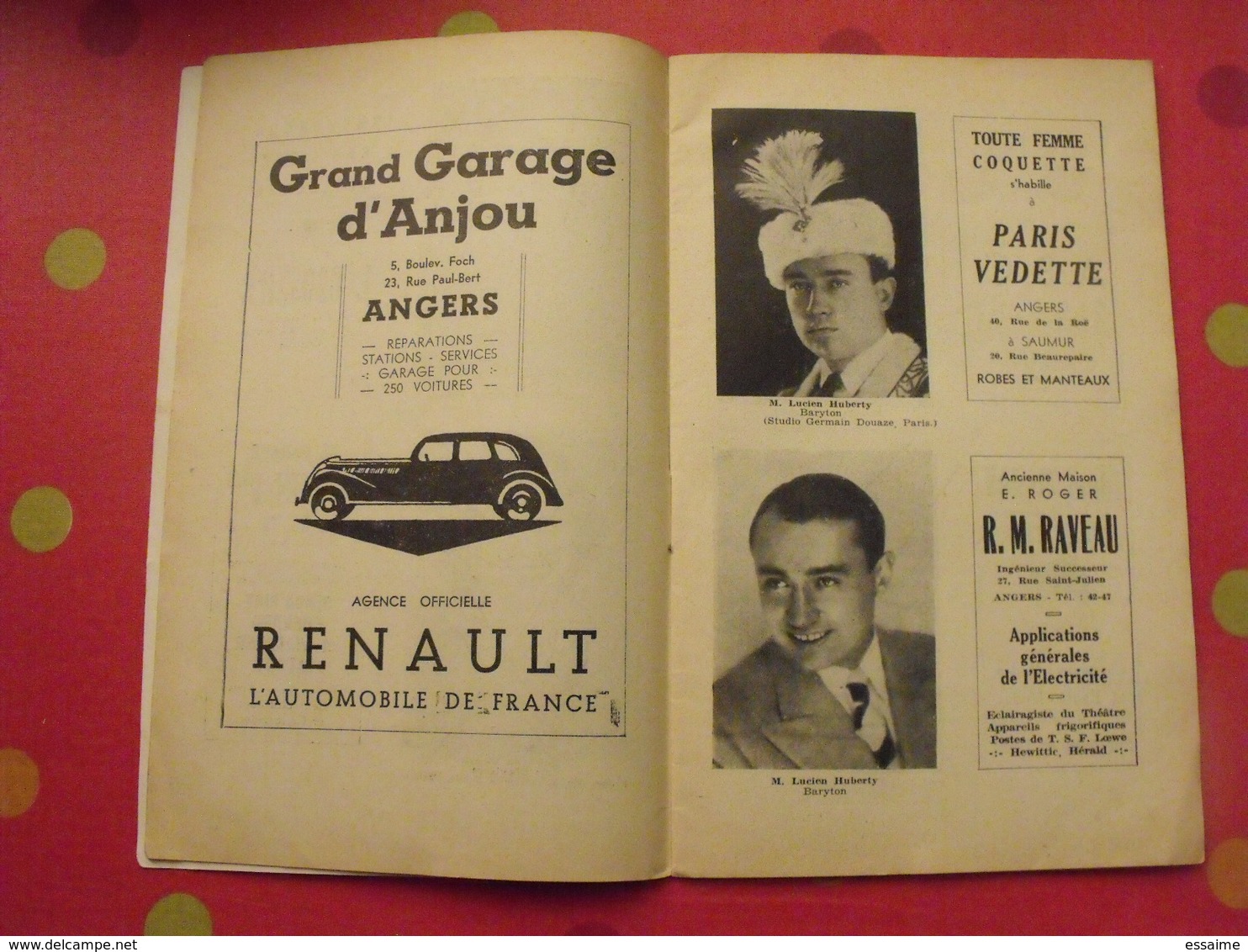 Angers. Grand Théâtre Saison 1937-38. Normandie. 36 Pages. Photos Des Artistes. Publicités Locales - Programas