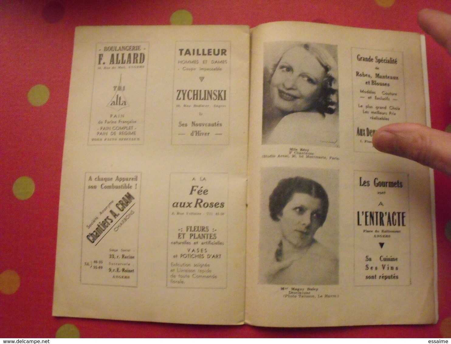 Angers. grand théâtre saison 1937-38. normandie. 36 pages. photos des artistes. publicités locales