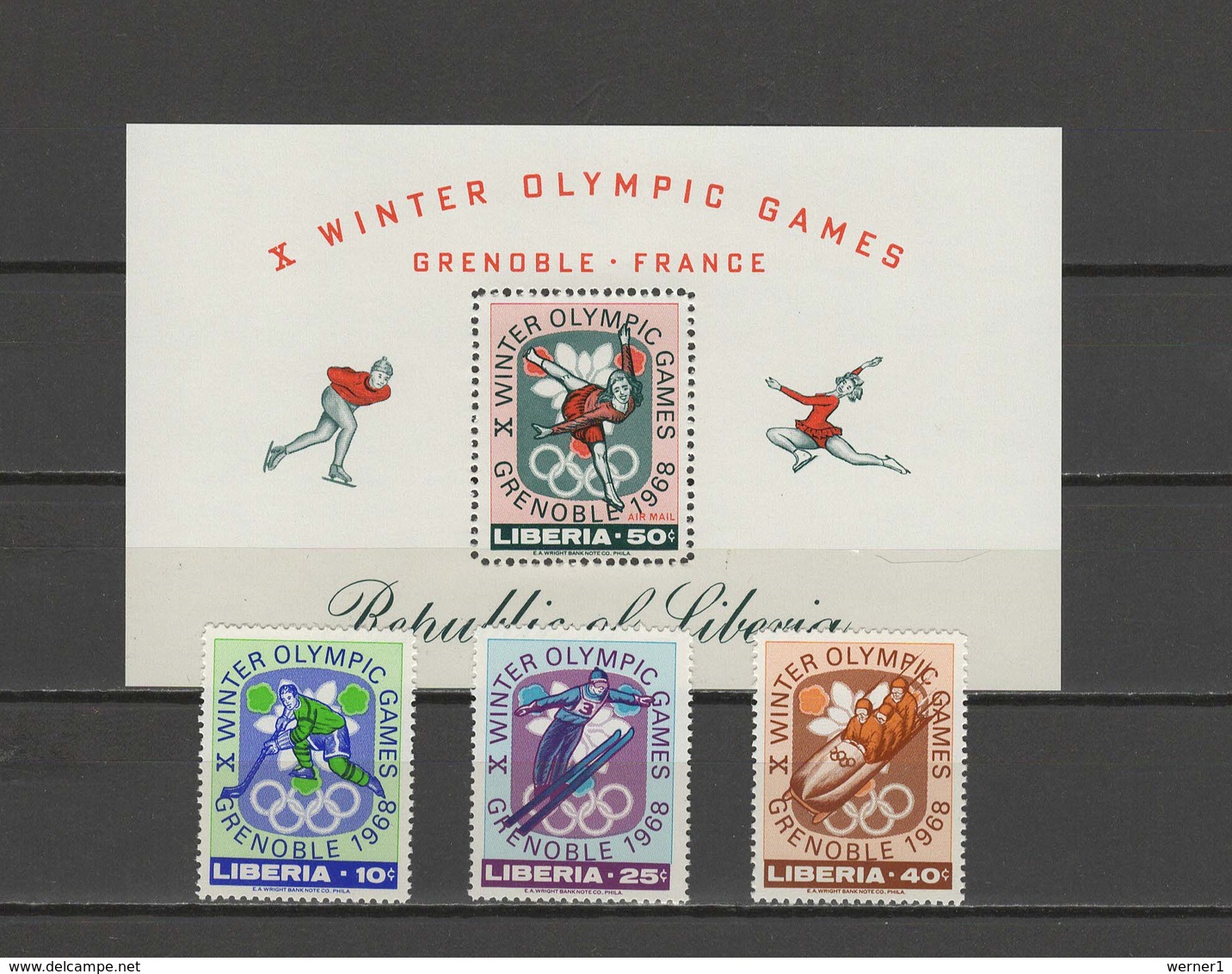 Liberia 1967 Olympic Games Grenoble Set Of 3 + S/s MNH - Invierno 1968: Grenoble