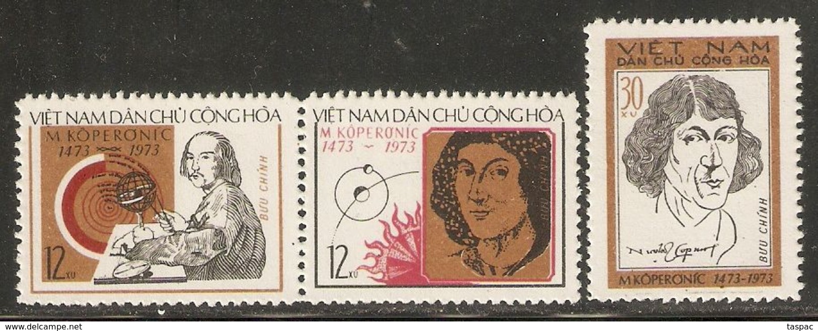 North Vietnam 1973 Mi# 723-725 (*) Mint No Gum - Copernicus / Space - Vietnam