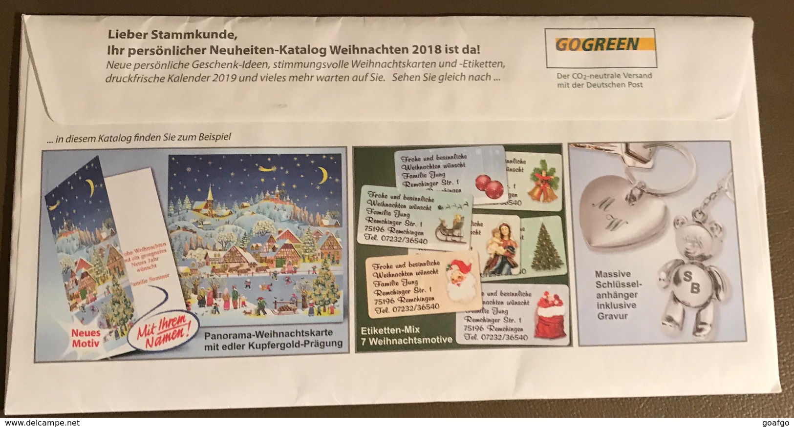 Dialogpost  DV 11 2018 0,35 Versandhaus Jung, 75196 Remchingen , Briefmarke Weihnachtskugeln Geschenkideen - Briefe U. Dokumente