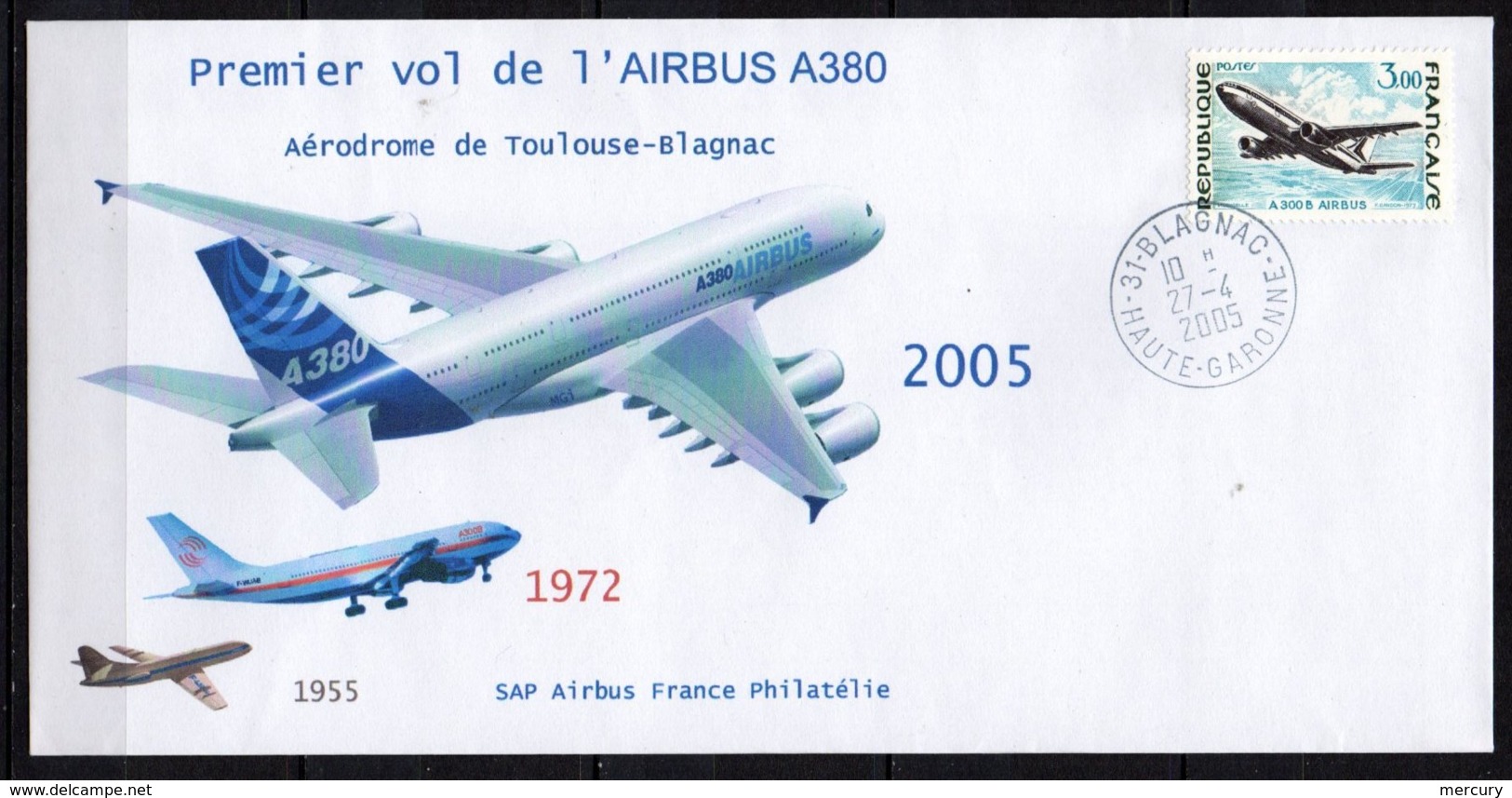 FRANCE - Ensemble Airbus Dans Un Encart - 3 Scans - A300, A319/20 - 1960-.... Lettres & Documents