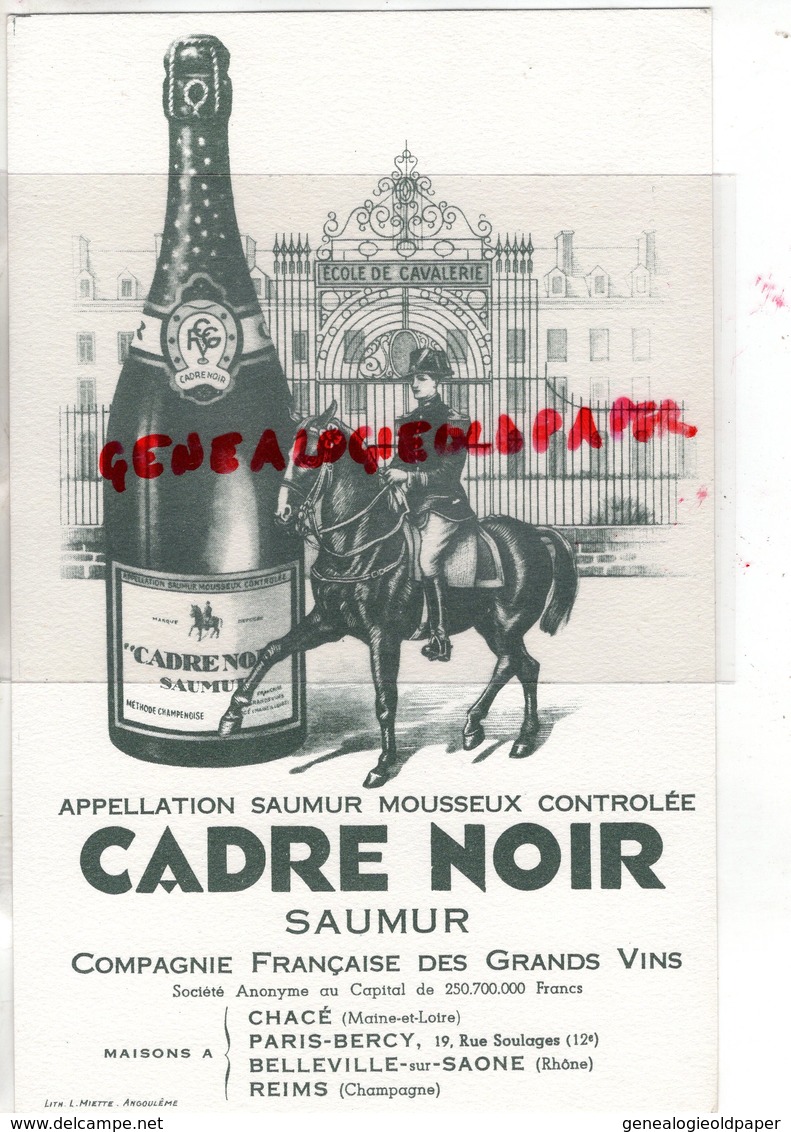 49 - SAUMUR - BUVARD CADRE NOIR - MAISON A CHACE- BELLEVILLE SUR SAONE- REIMS-PARIS BERCY- ECOLE DE CAVALERIE - Levensmiddelen