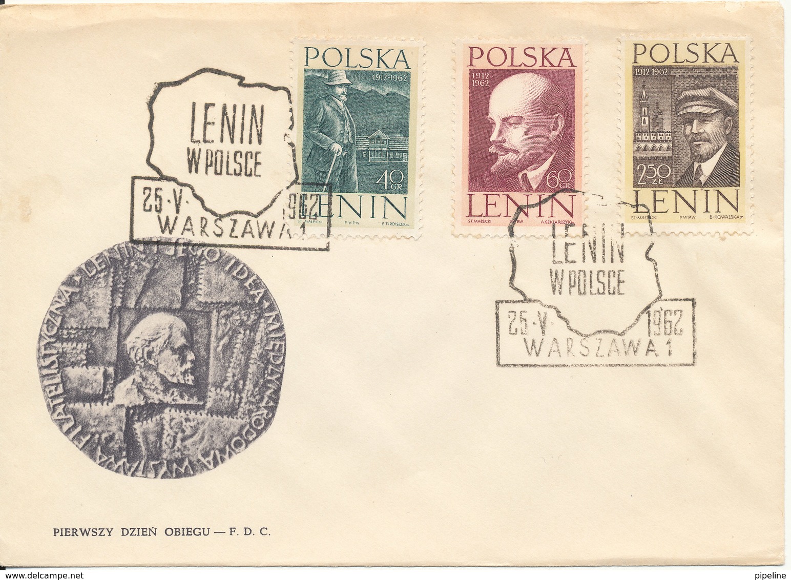 Poland FDC 25-5-1962 Complete Set Of 3 With Cachet - FDC