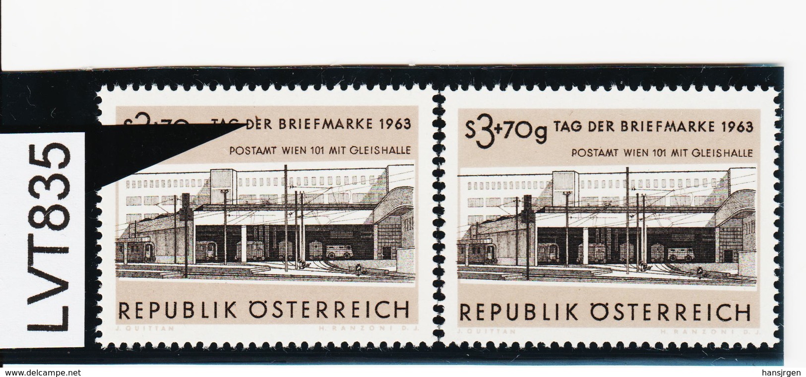 LVT835 ÖSTERREICH 1963 Michl 1144 PLATTENFEHLER FARBSTRICH Auf "E" ** Postfrisch - Abarten & Kuriositäten