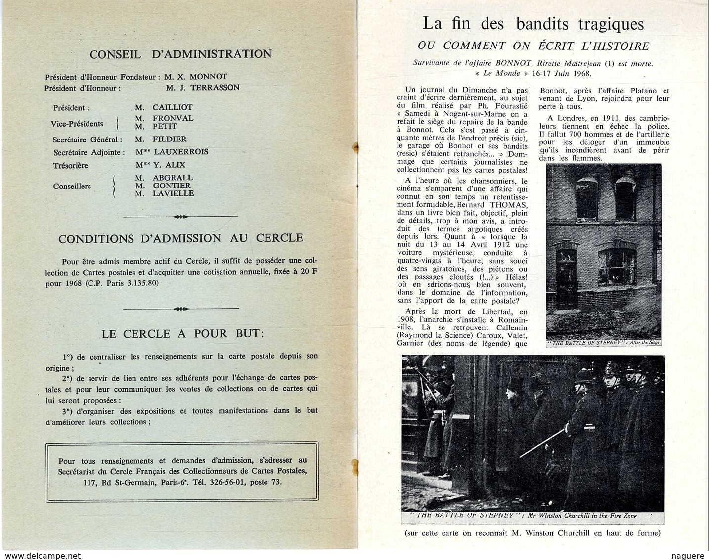 LE CARTOPHILE  SEPTEMB 1968  N° 10  -  20 PAGES  LA FIN DES BANDITS TRAGIQUES   LA POSTE EN ...POULBOT  Etc . - Français
