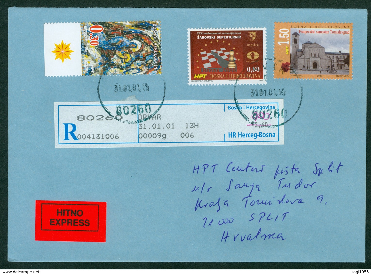 Bosnia And Herzegovina 2000 Mostar Chess Meter Stamp 'HR Herceg-Bosna' Michel 63 Recommended Letter Cover BiH - Bosnia And Herzegovina