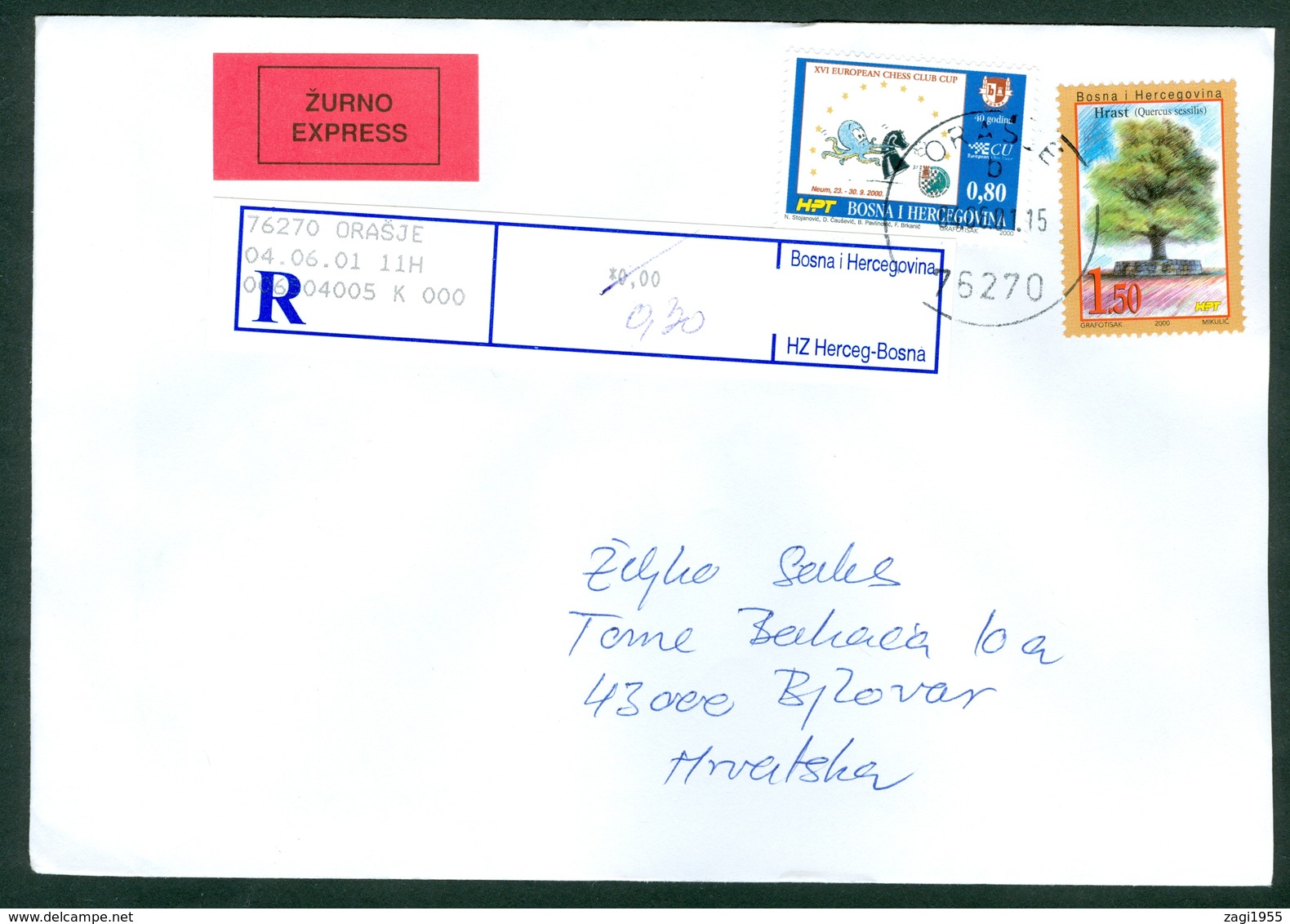 Bosnia And Herzegovina 2000 Mostar Chess Meter Stamp 'HZ Herceg-Bosna' Michel 62 Recommended Letter Cover BiH - Bosnia And Herzegovina