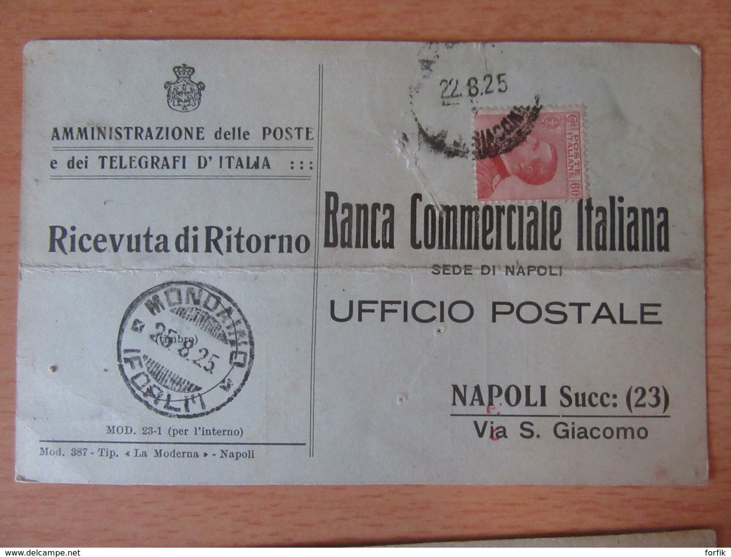 Italie - 2 Telegraphes De La "Banca Commerciale Italiana" Avec Timbres YT N°108 - Cachets Ragusa / Mondaino 1925 - Marcophilie