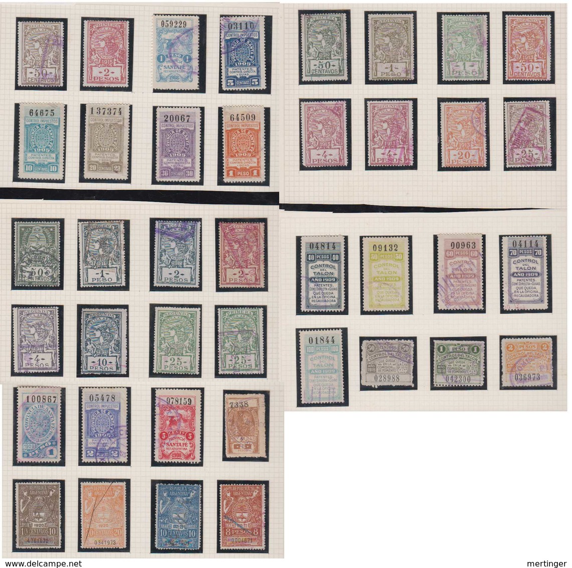 Argentina 40 Revenue Stamps 1907-22 Used - Colecciones & Series