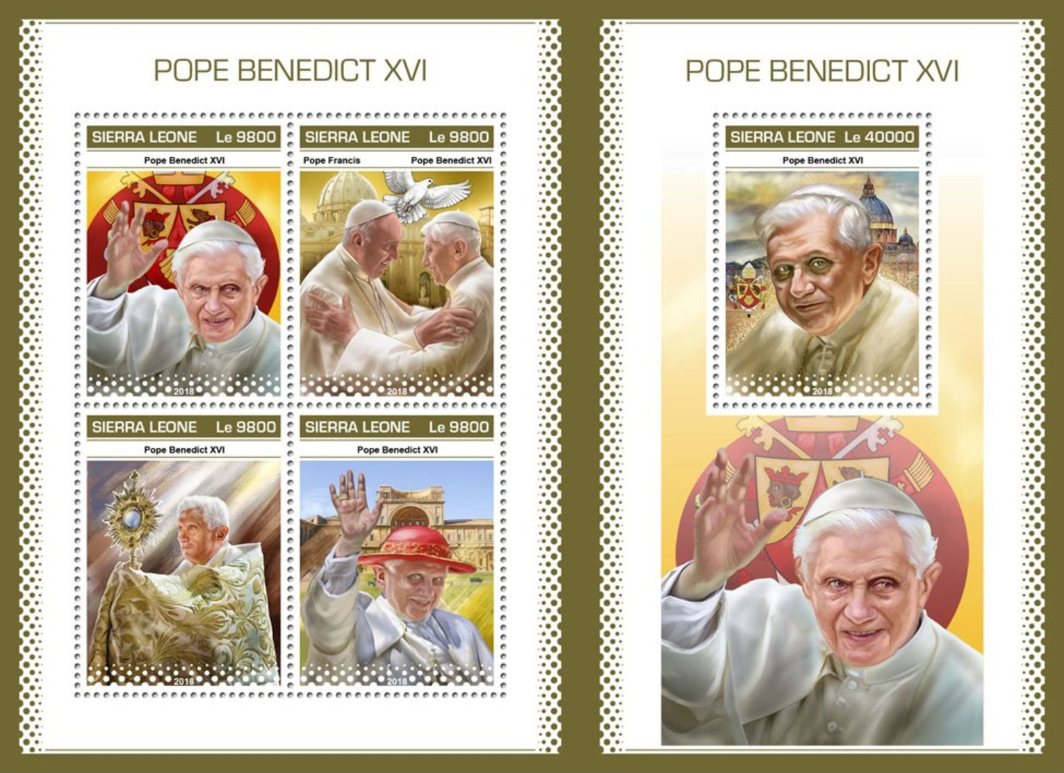 Z08 IMPERF SRL18910ab SIERRA LEONE 2018 Pope Benedict XVI MNH ** Postfrisch Set - Sierra Leone (1961-...)