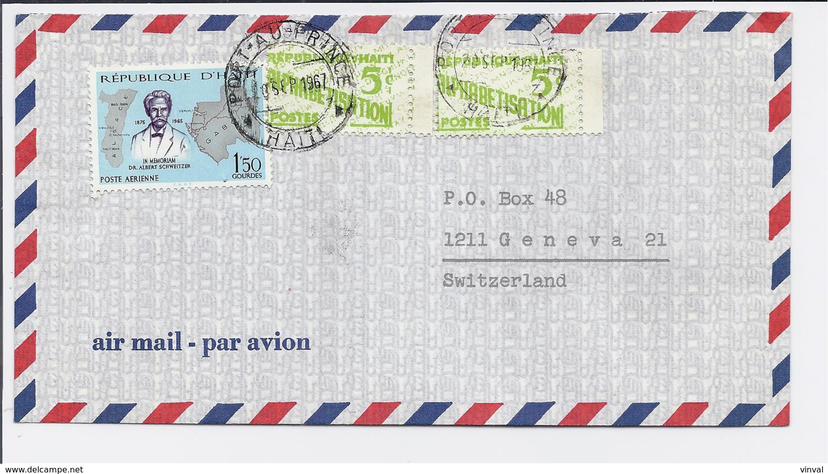 HAITI   Lettre 1967  Sent To Switzerland Avec 2 Timbres 5ctm Avec Intercalaire - Haiti