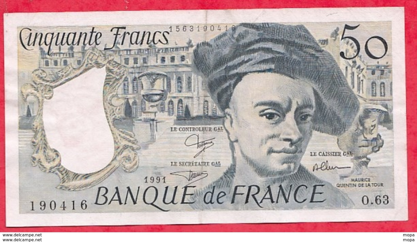 50 Francs "Quentin De La Tour" 1991 XF/SUP+----Série O.63---AUCUN TROU D EPINGLE - 50 F 1976-1992 ''Quentin De La Tour''