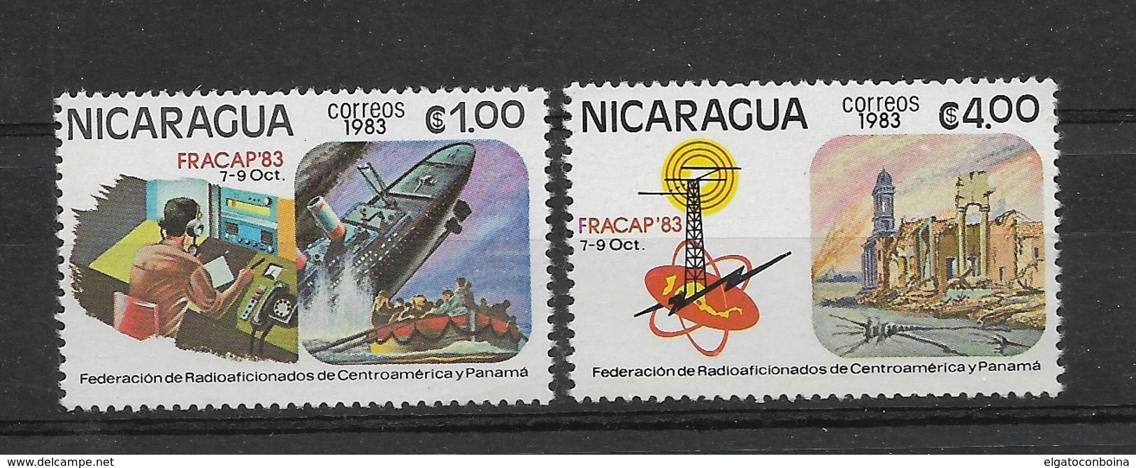 NICARAGUA 1983, FRACAP, RADIO AMATEUR, CENTRAL AMERICAN ASOCIATION, 2 VALUES SCOTT 1296-97 - Nicaragua