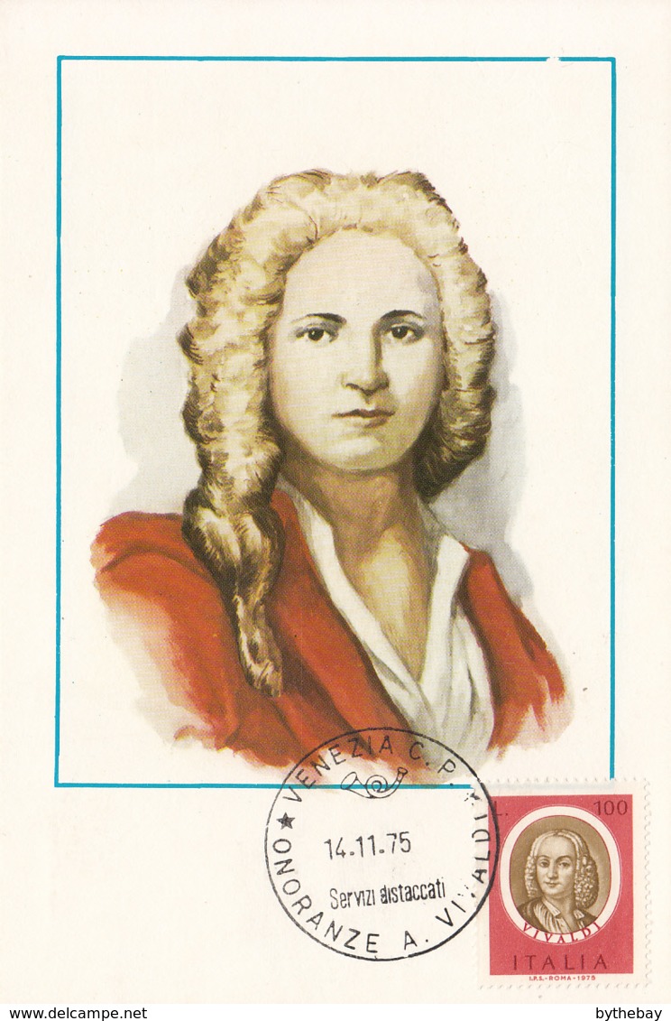 Italy 1975 Maxicard Scott #1205 Antonio Vivaldi Musicians - Cartes-Maximum (CM)