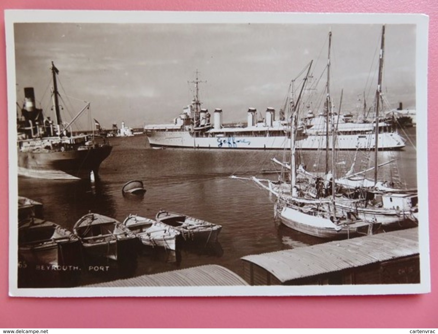 Liban - Carte Postale - Beyrouth - Le Port - Contre-torpilleur Vauban En Escale (1941 ?) - Militaria - Liban