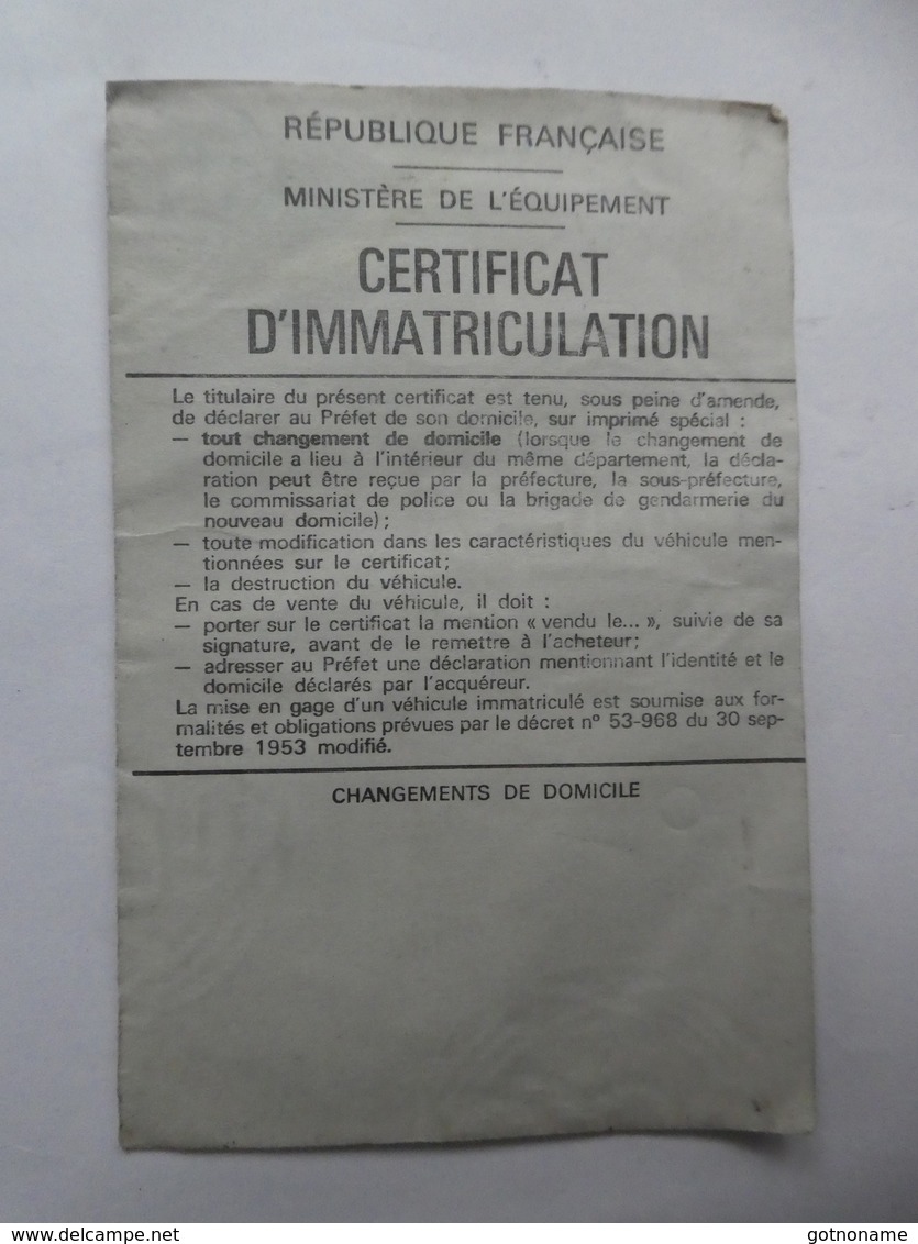 Carte Grise Certificat D'immatriculation Moto Yamaha 1977 Val De Marne - Documents Historiques