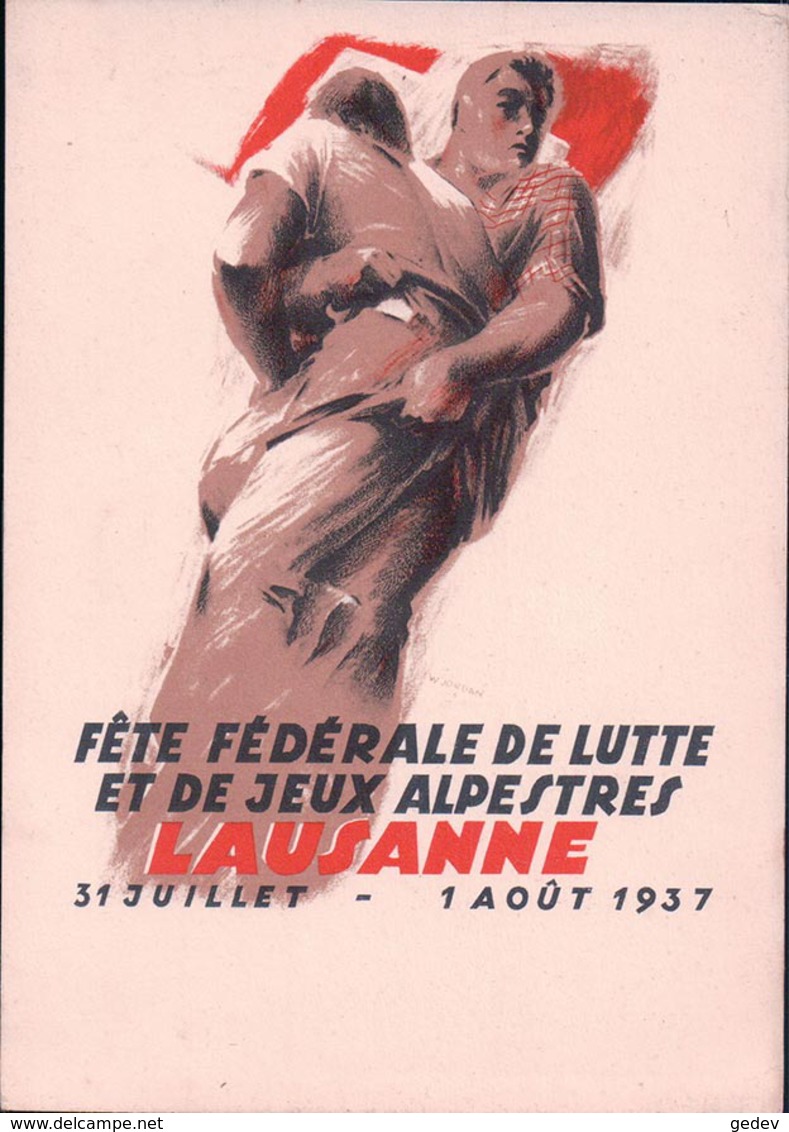 Lausanne 1937, Fête Fédérale De Lutte Et De Jeux Alpestres (1.8.37) 10x15 - Lausanne