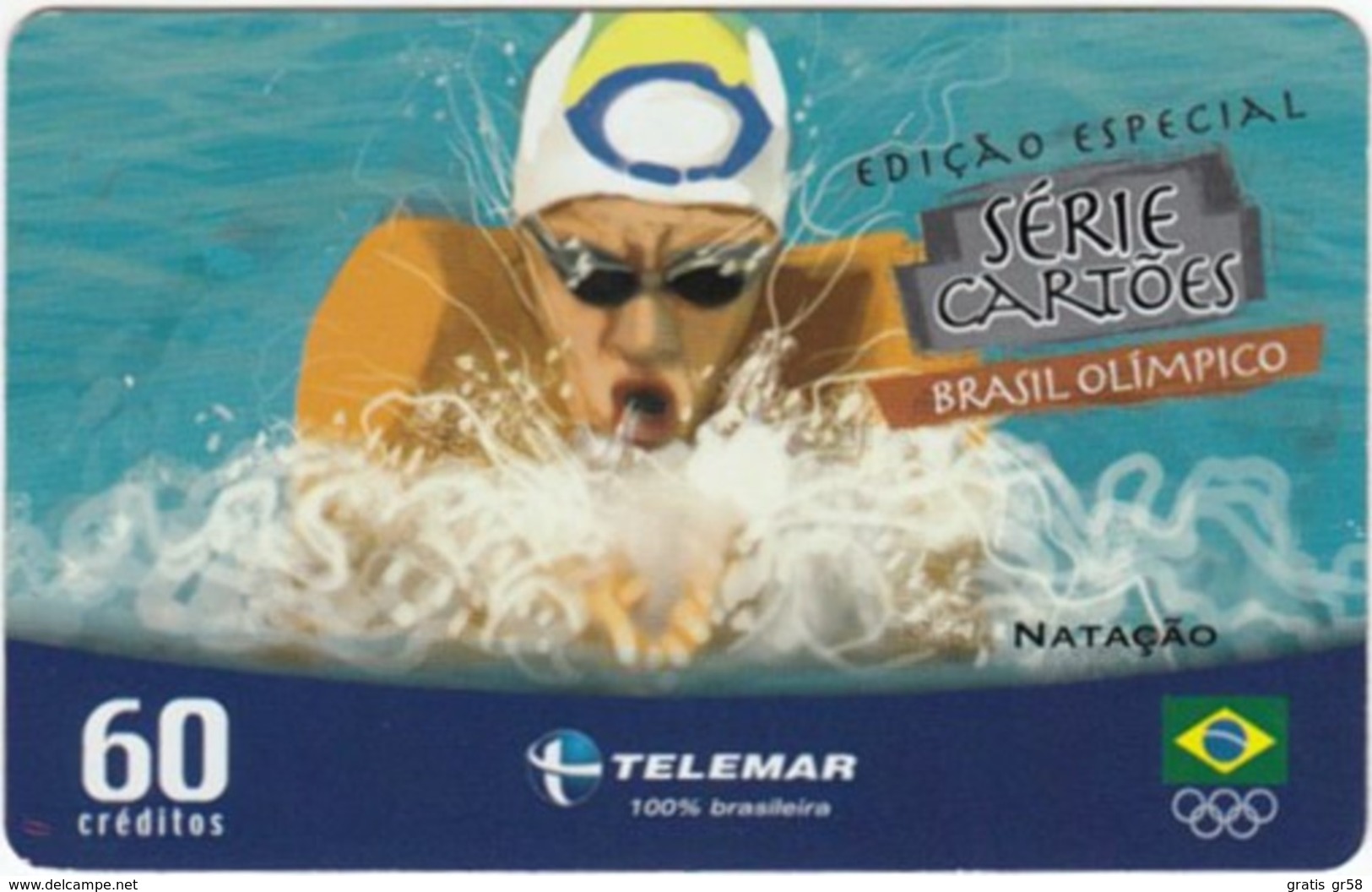 Brazil - BR-TLM-MG-2013, 08/34 - 0150, Event, Swimming, 60U, 30,960ex, 4/04, Used - Jeux Olympiques