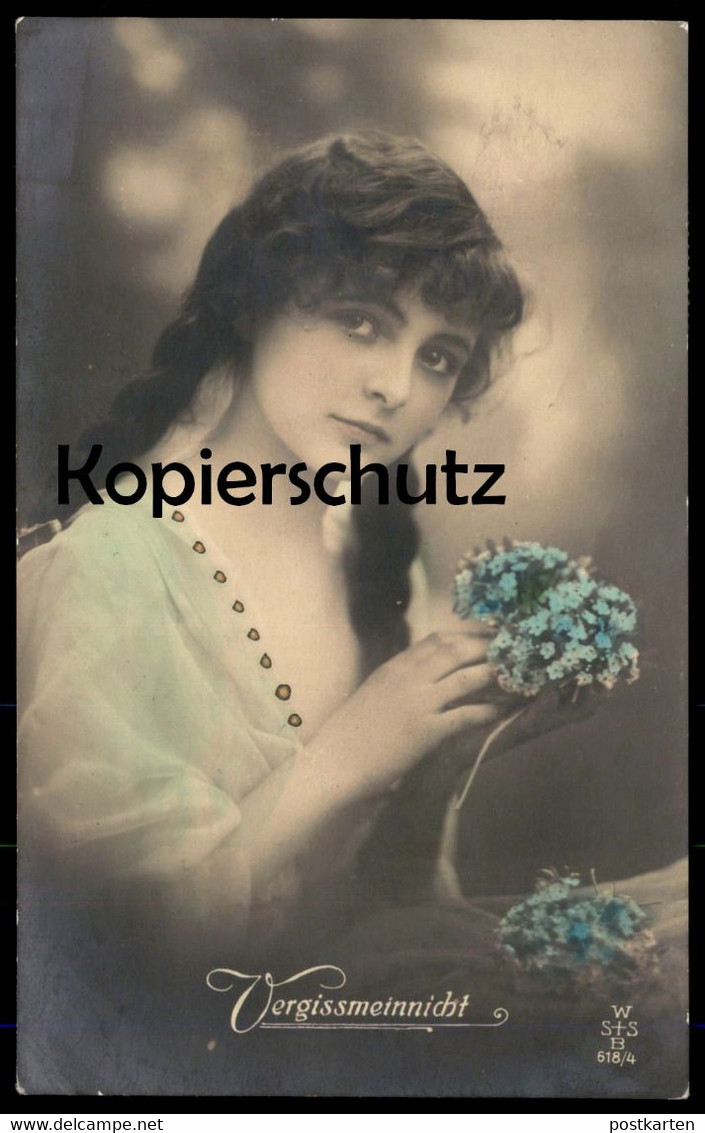 ALTE POSTKARTE MÄDCHEN KIND VERGISSMEINNICHT Fillette Young Girl Enfant Girl Femme Child Ansichtskarte Postcard Cpa AK - Portretten