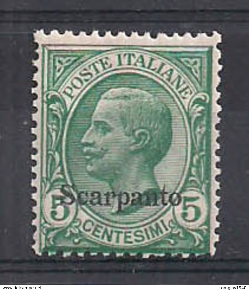 COLONIE ITALIANE SCARPANTO 1912 SOPRASTAMPATI SASS. 2 MLH  VF - Ägäis (Scarpanto)