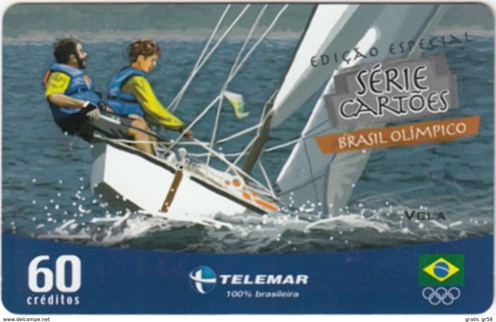 Brazil - BR-TLM-MG-2029, 13/34 - 0150, Event, Sports, Sailing, Sea, 60U, 28,300ex, 5/04, Used - Olympische Spelen