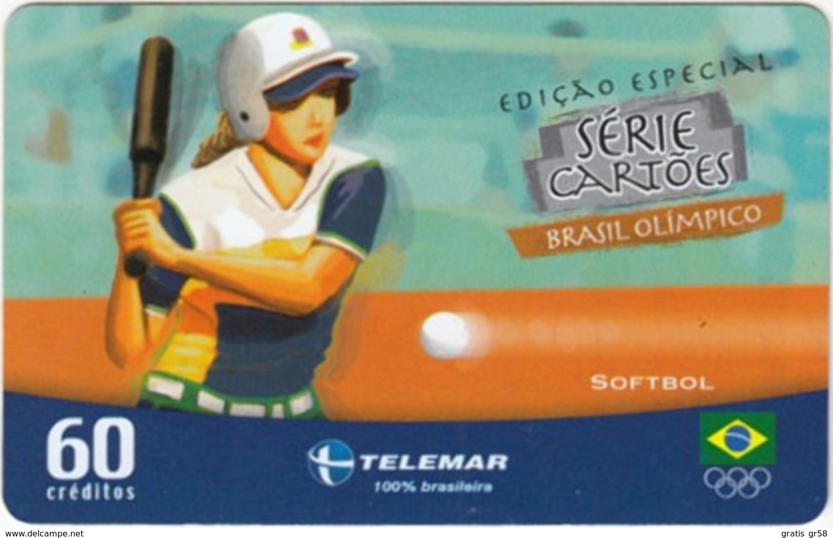 Brazil - BR-TLM-RJ-2359, 16/34 - 3463, Event, Sports, Softball, 60U, 18,735ex, 5/04, Used - Olympische Spiele