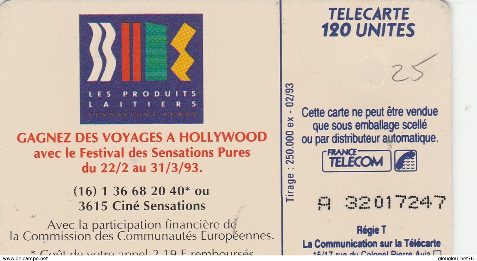 TELECARTE 120...LES PRODUITS LAITIERS....FRAICHEUR - 120 Units