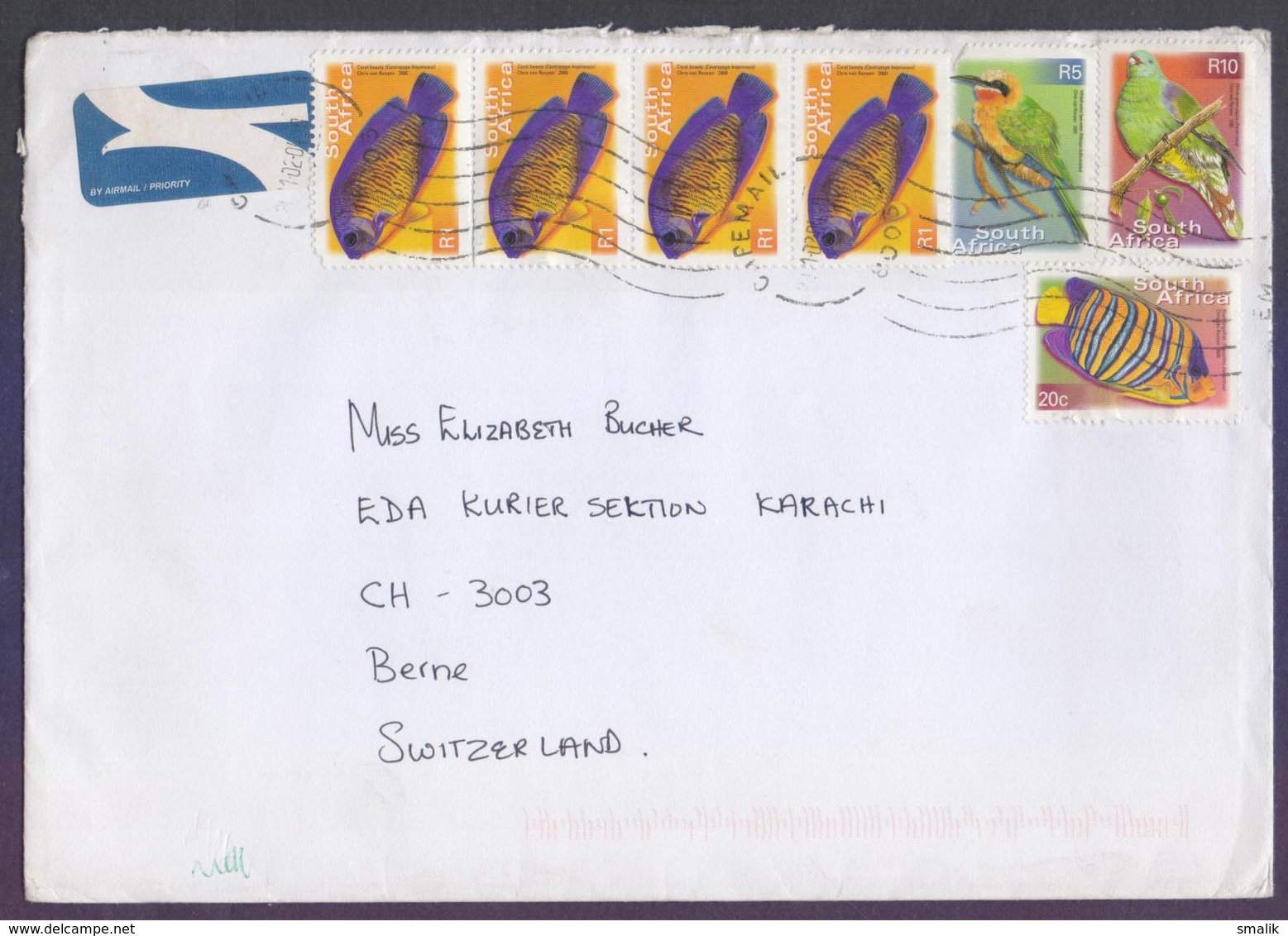 Birds, Tropical Fishes, Postal History Big Cover From SOUTH AFRICA, Used 2004 - Lettres & Documents