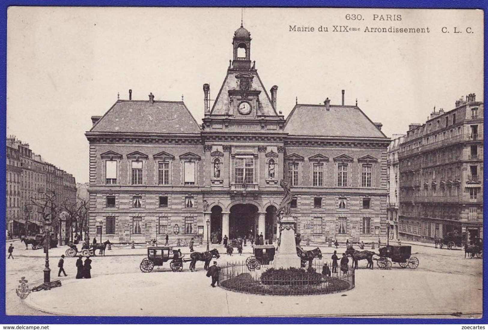 Paris Mairie Du 19ème Caleches Devant 1906 ( Très Très Bon état) --1736) - District 19