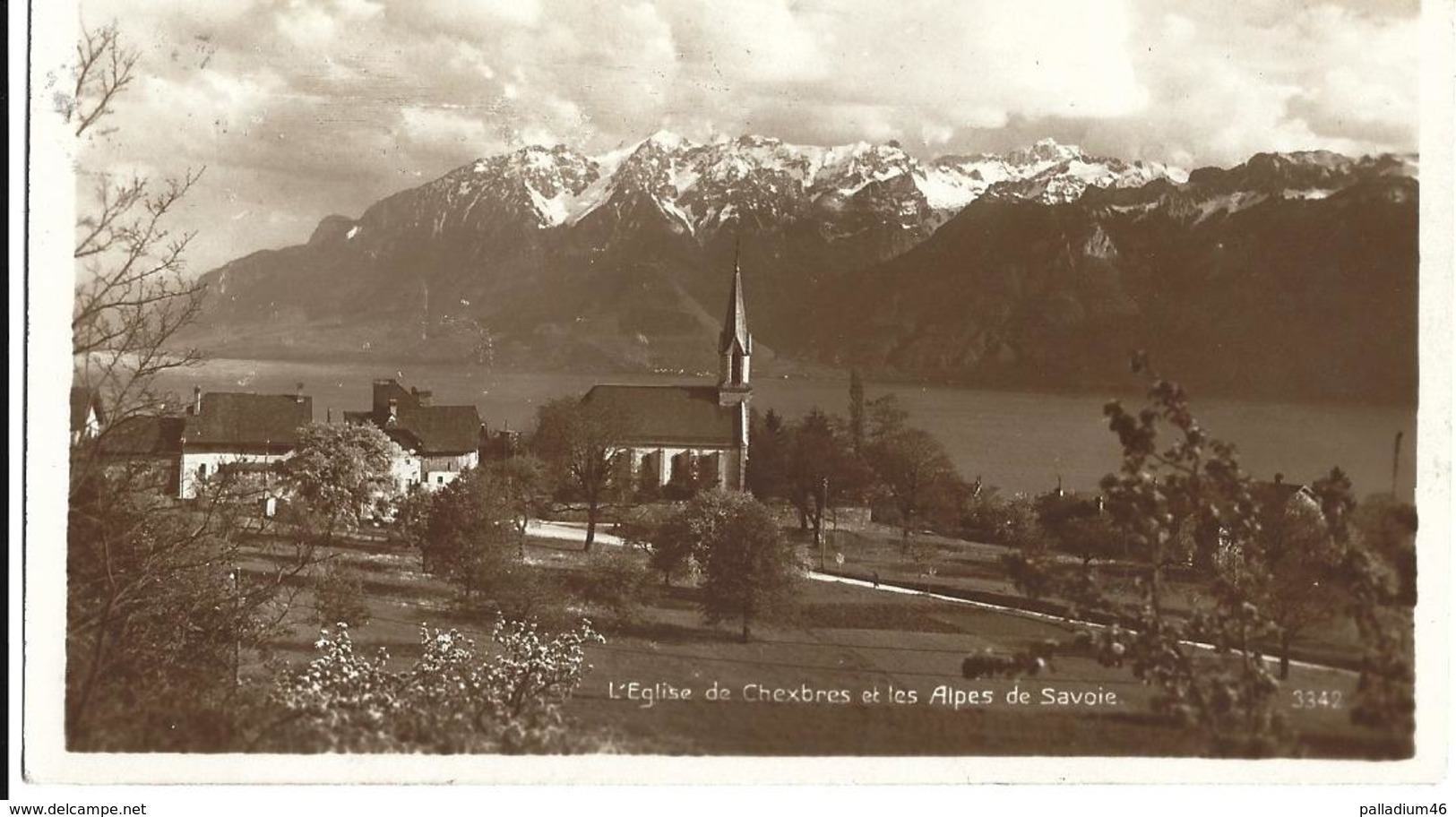 VAUD L' Eglise De Chexbres Et Les Alpes De Savoie - R. E. Chapallaz Fils - Lausanne	3342, Circulé Le 13.05.1924 - Chexbres