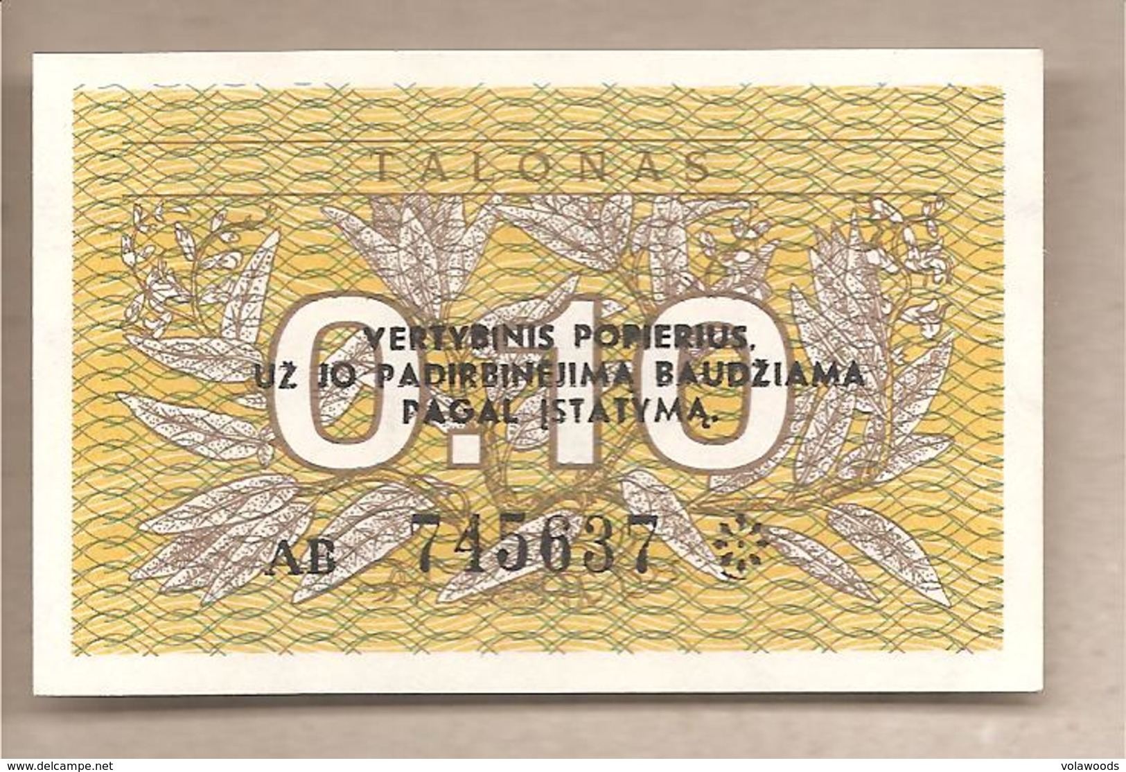 Lituania - Banconota Non Circolata FdS Da 0,10 Talonas P-29b - 1991 - Litauen