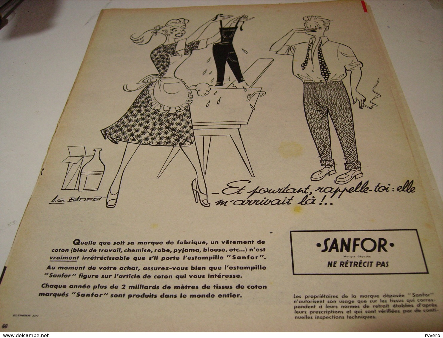 ANCIENNE   PUBLICITE SANFOR NE RETRECIT PAS 1954 - Autres & Non Classés