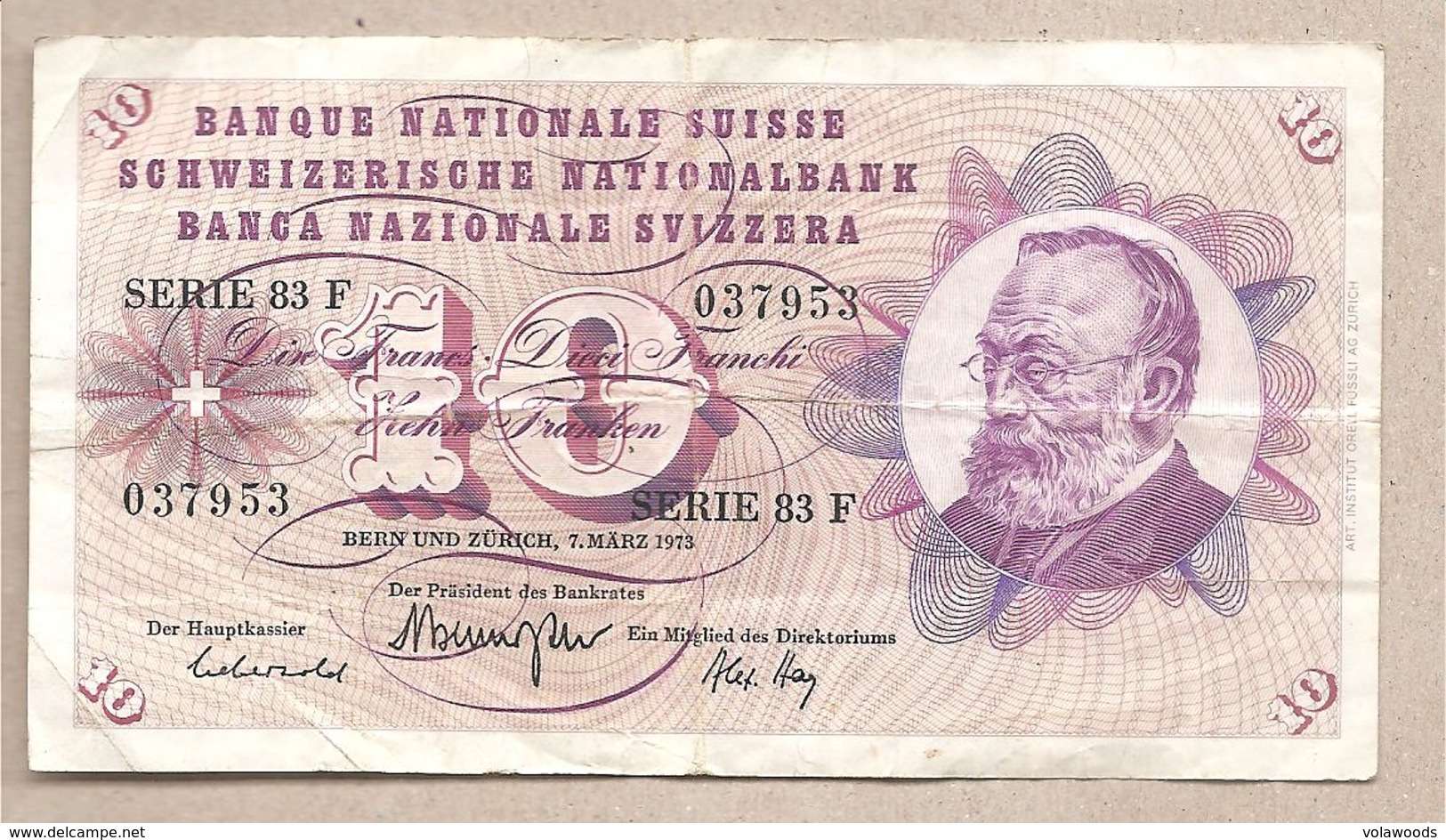 Svizzera - Banconota Circolata Da 10 Franchi P-45s.2 - 1973 - Suiza