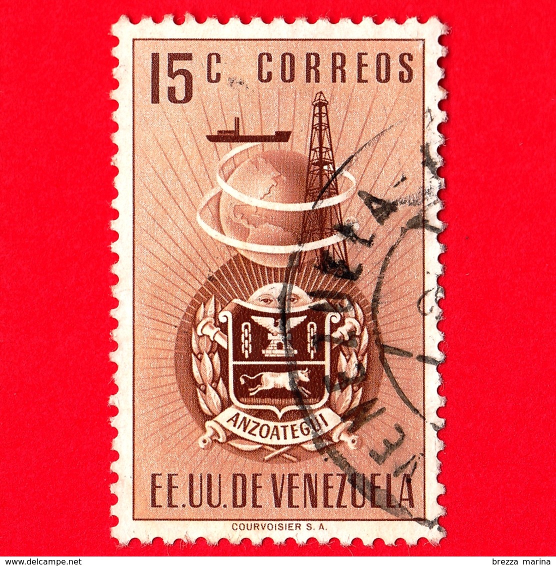 VENEZUELA - Usato - 1951 - Stemma Dello Stato Di Anzoategui - Arms - 15 - Venezuela