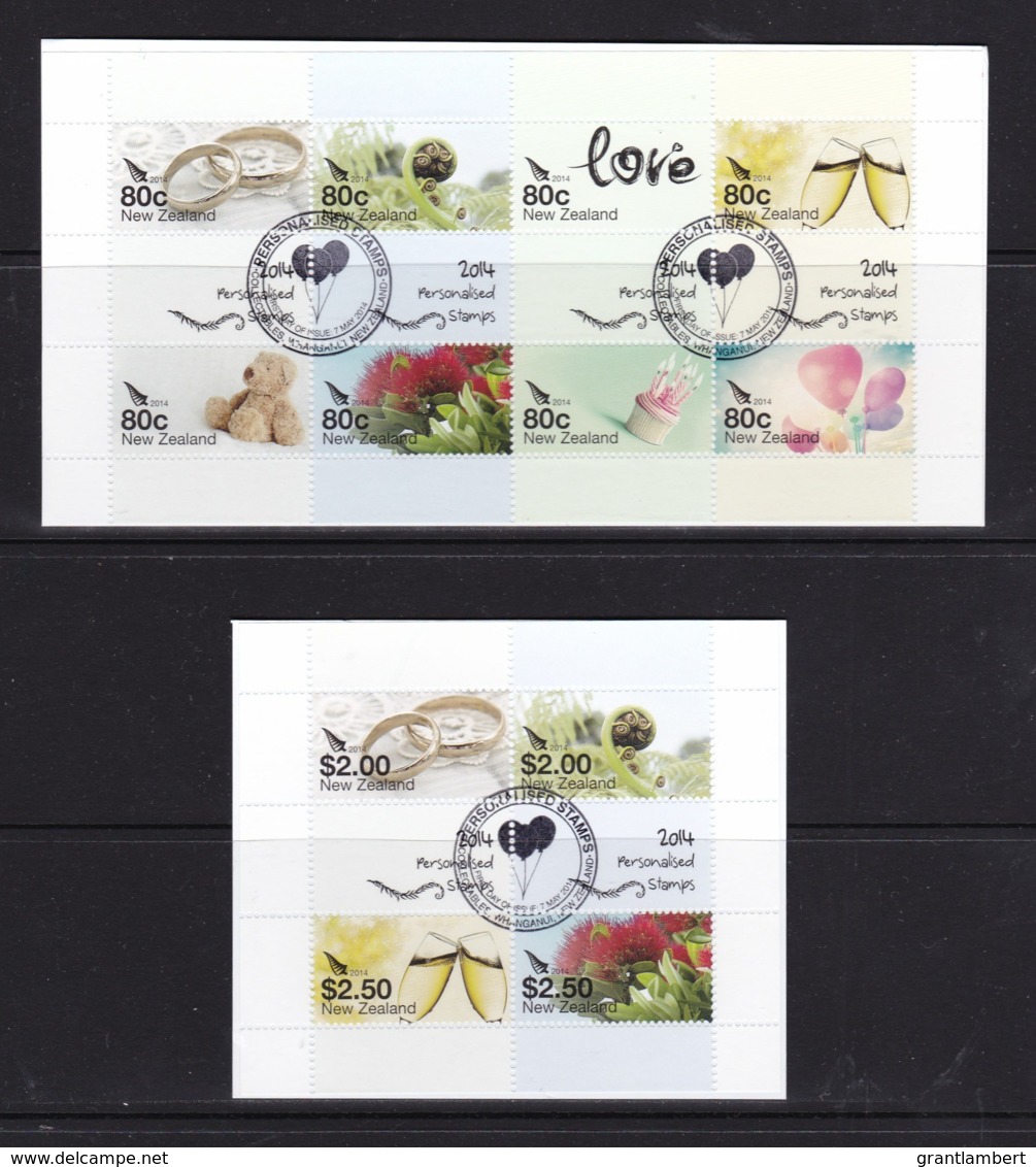 New Zealand 2014 Personalised Stamps Both Minisheets Used - Gebraucht