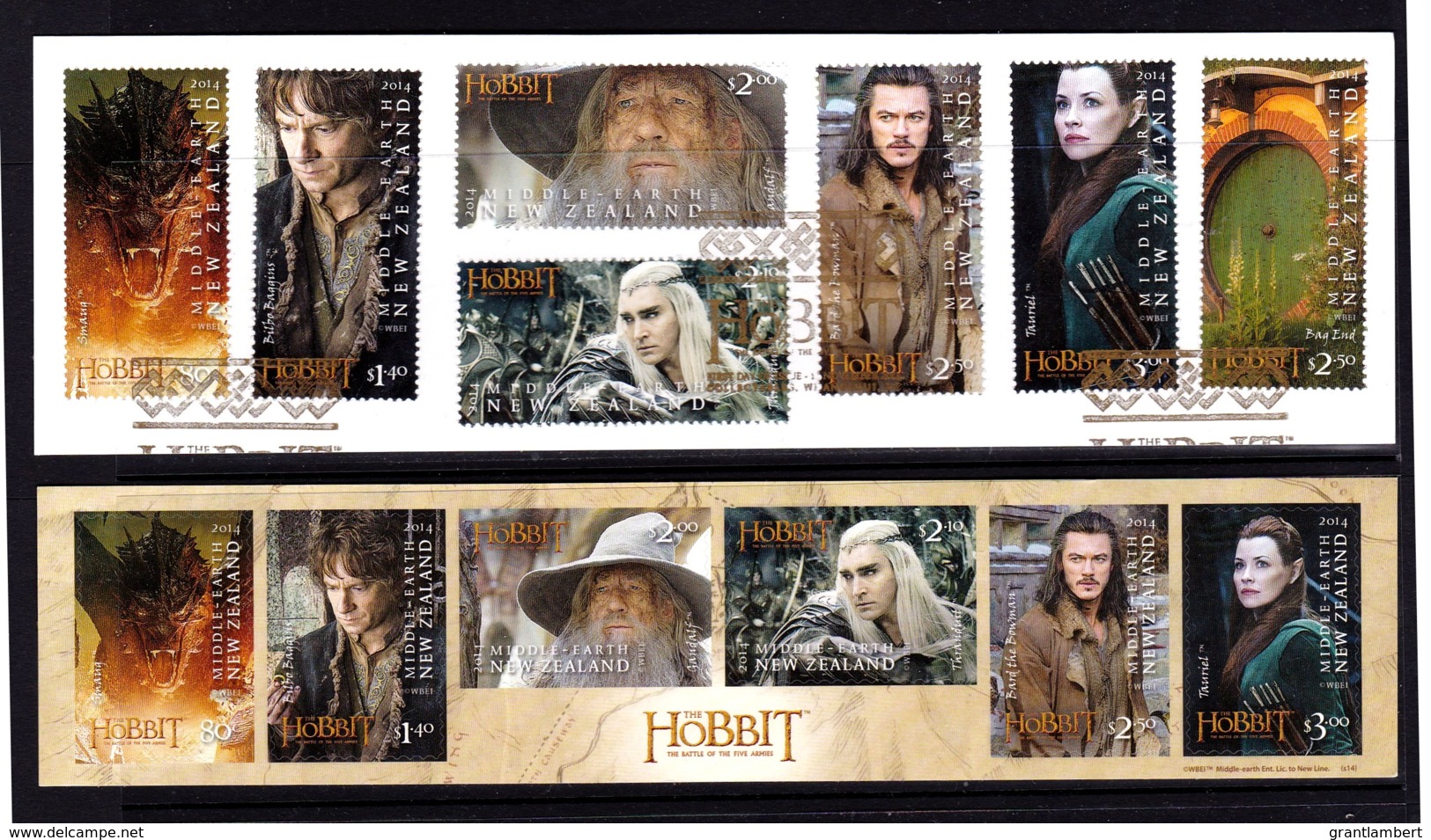 New Zealand 2014 The Hobbit - The Battle Of Five Armies Strip Of 7 + Self-adhesives Used - Used Stamps