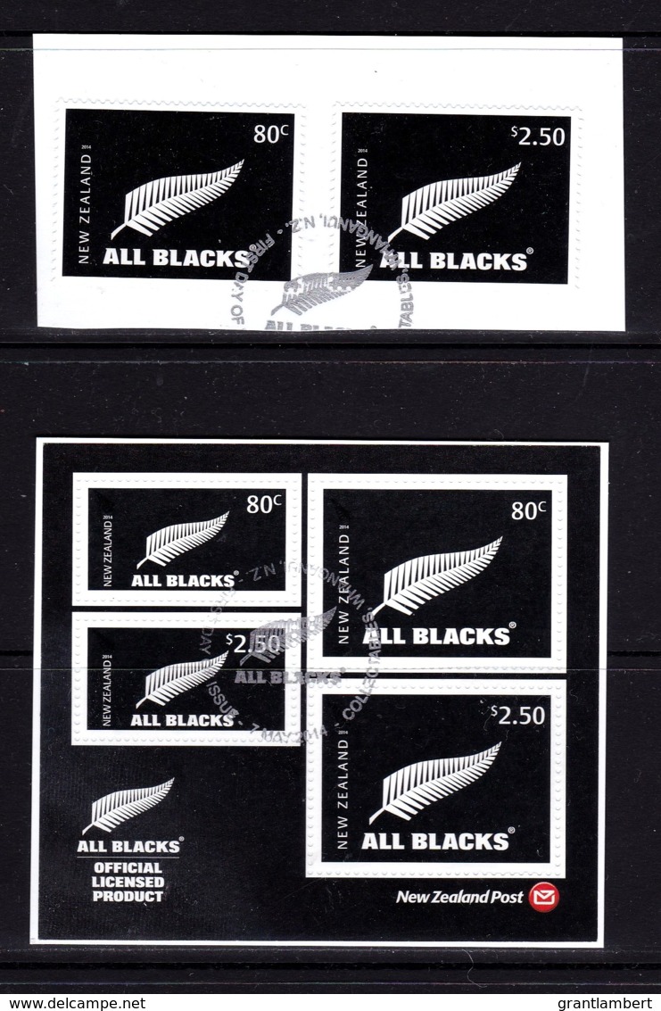 New Zealand 2014 All Blacks Rugby Set Of 2 + Minisheet Used - Used Stamps