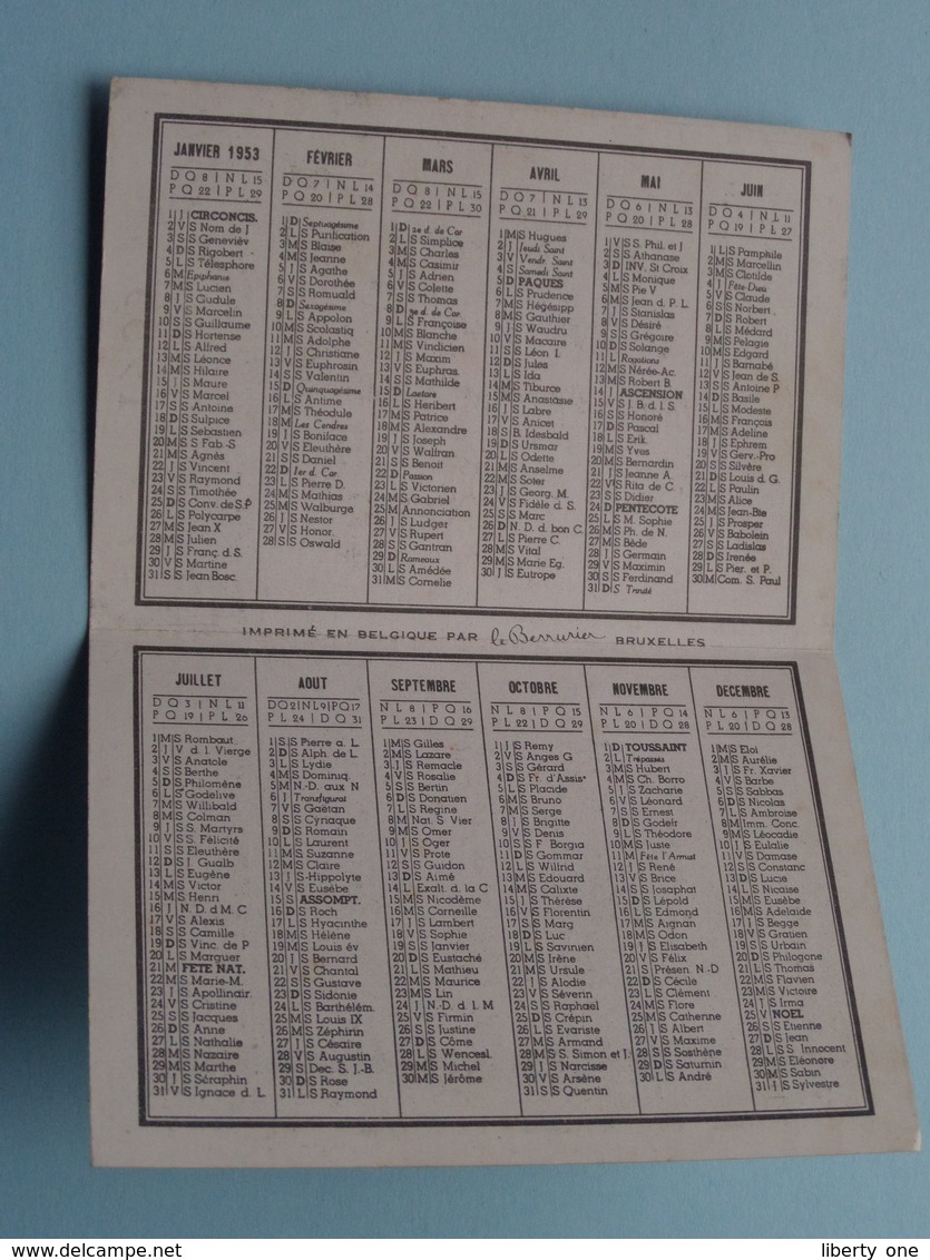 1953 BRUXELLES : Publi Ets. A. & J. DRAGUET ( Details - Zie Foto's Voor En Achter ) Calendrier / Kalender !! - Petit Format : 1941-60
