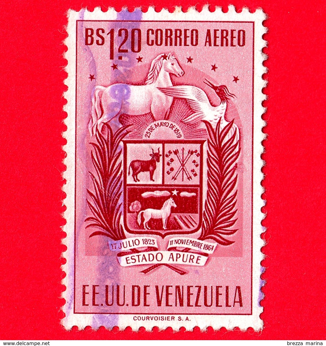 VENEZUELA - Usato - 1953 - Stemma Dello Stato Di Apure - Arms - 1.20 P.aerea - Venezuela