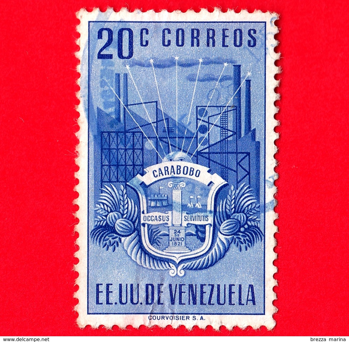 VENEZUELA - Usato - 1951 - Stemma Dello Stato Di Carabobo - Arms - 20 - Venezuela