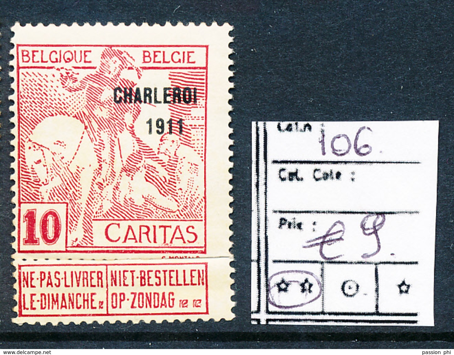 BELGIUM COB 106 MNH - 1910-1911 Caritas