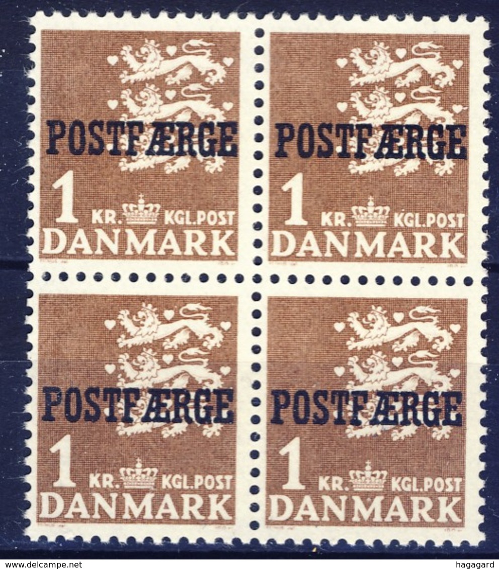 +Denmark 1950. POSTFÆRGE. Michel 34 I. Bloc Of 4. MNH(**) - Paketmarken