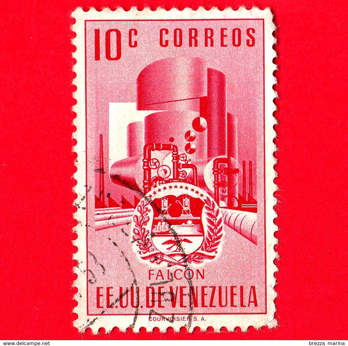 VENEZUELA - Usato - 1953 - Stemma Dello Stato Di Falcon - Arms - 10 - Venezuela