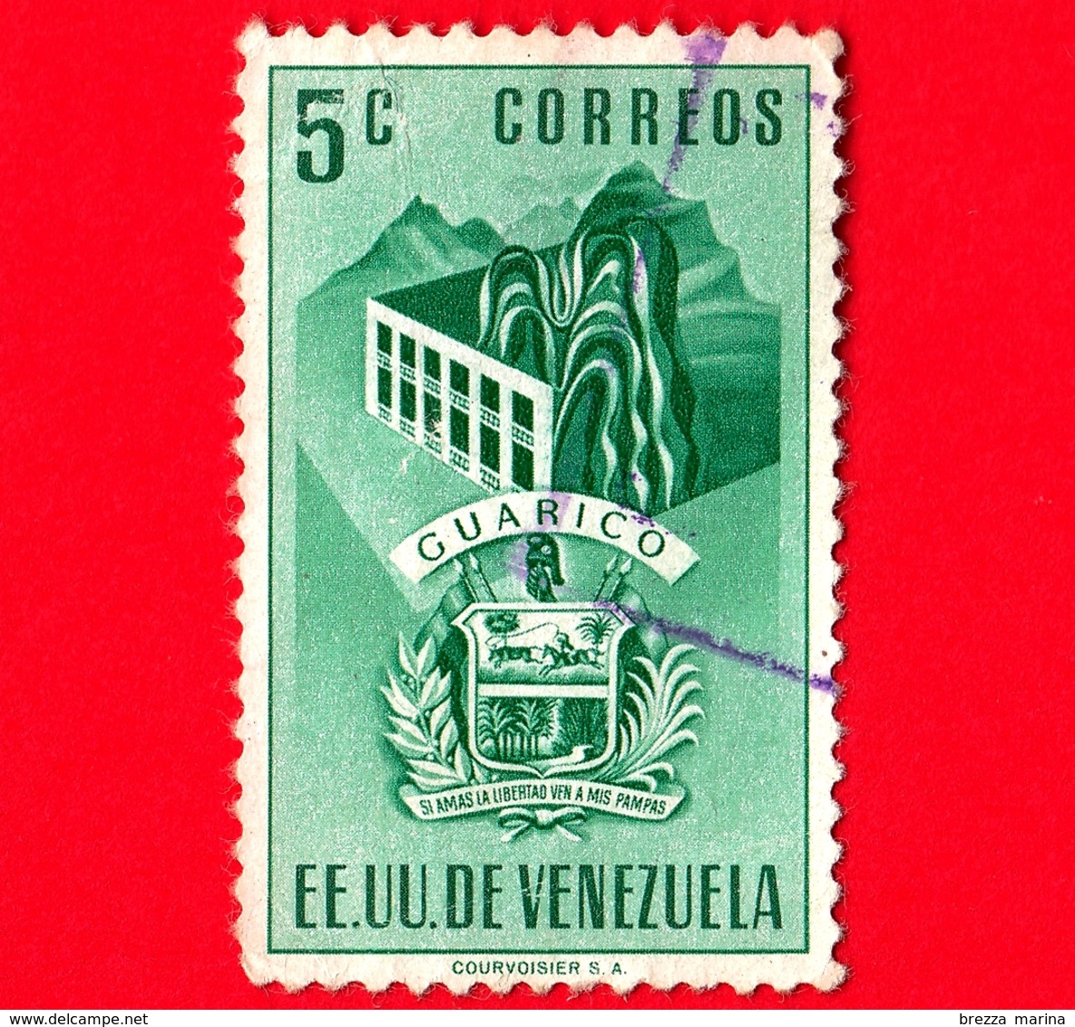 VENEZUELA - Usato - 1953 - Stemma Dello Stato Di Guarico - Arms - 5 - Venezuela