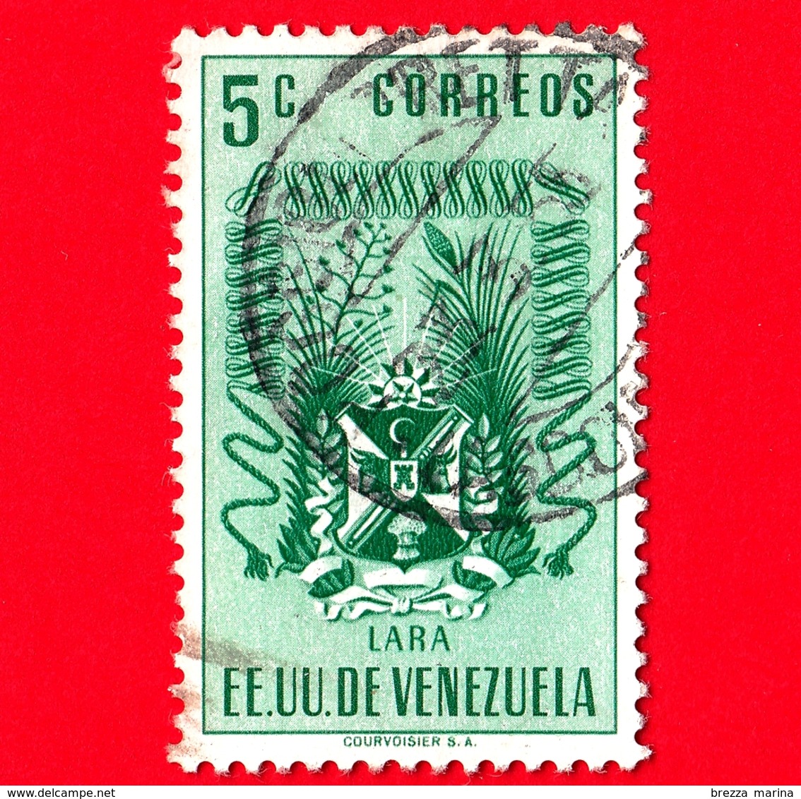VENEZUELA - Usato - 1952 - Stemma Dello Stato Di Lara - Arms - 5 - Venezuela